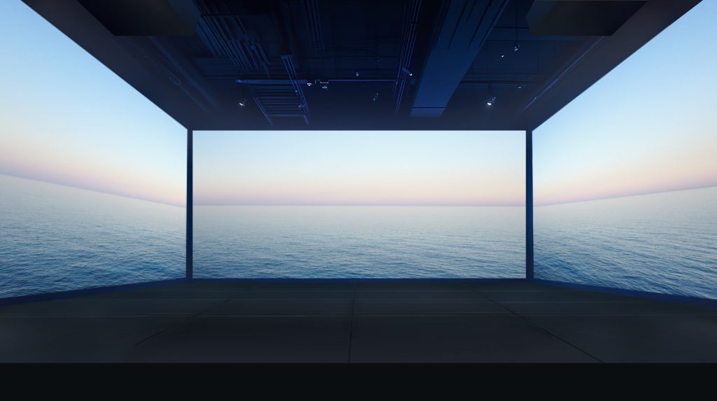 3面に映像を投映した没入感のある演出